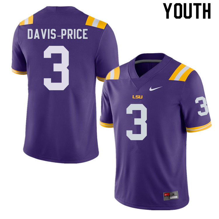 Youth #3 Tyrion Davis-Price LSU Tigers College Football Jerseys Sale-Purple